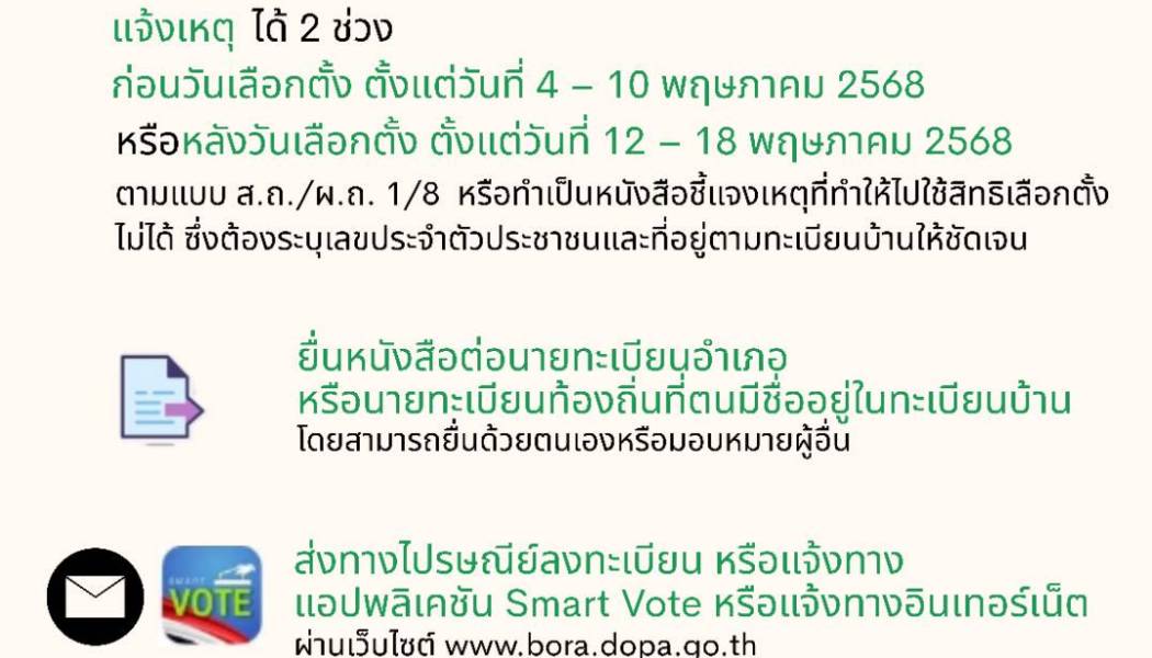 การแจ้งเหตุที่ไม่อาจไปใช้สิทธิเลือกตั้งเทศบาล